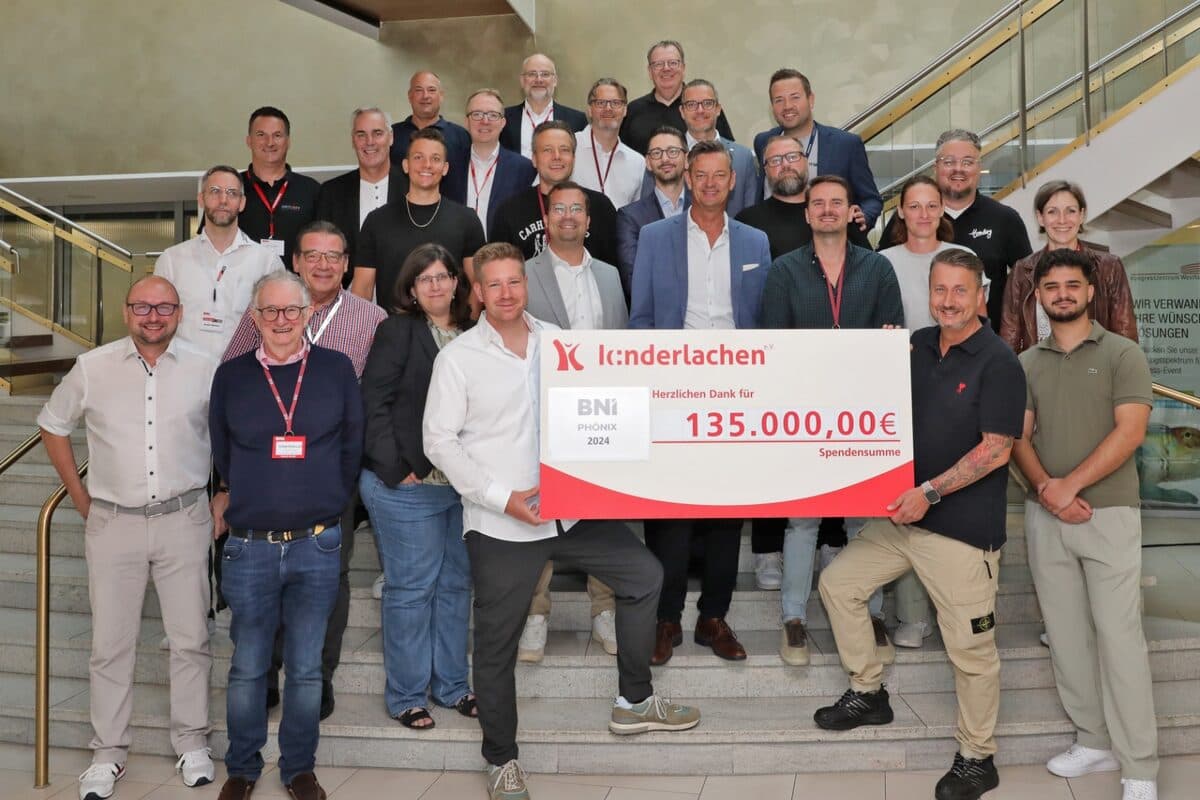Spendenübergabe des BNI Chapter Phönix Dortmund an Kinderlachen e. V. im Jahr 2024: 135.000 €